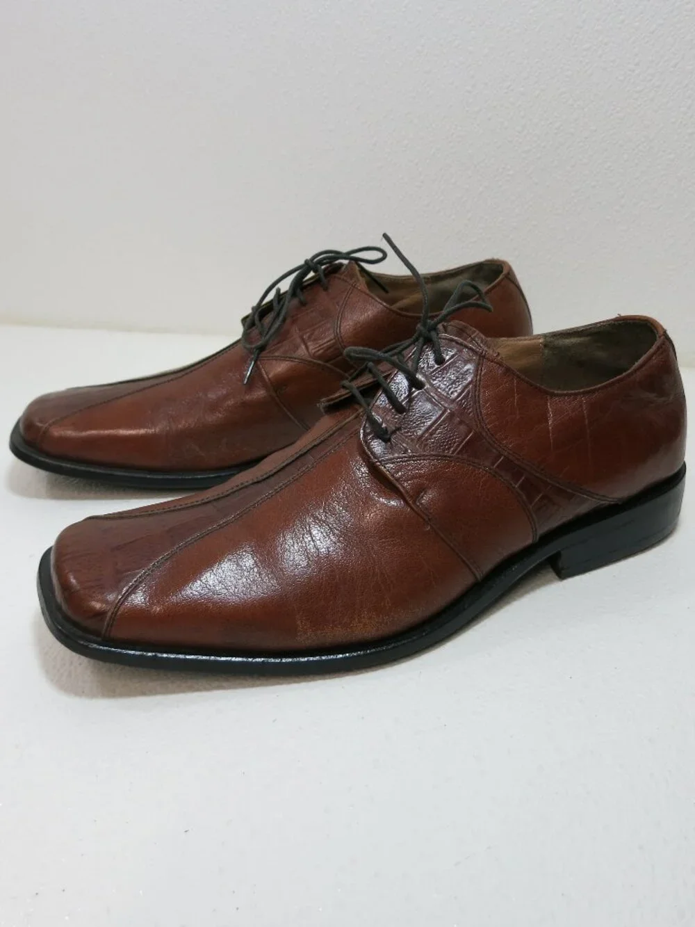 Michele Olivieri Croco Leather Comfort Dress Men's Footwear Oxfords Shoes Sz 10